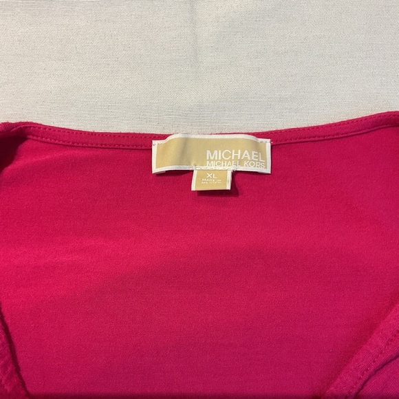 Michael Kors Fuchsia/Red Blouse Top 1/4 Zip Front Sleeveless Sz XL Casual Party - Picture 5 of 6